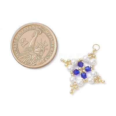 7Pcs Glass Seed Beaded Star Pendants PALLOY-MZ01165-1