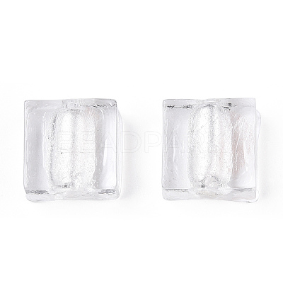 Handmade Silver Foil Lampwork Beads FOIL-S006-12x12mm-11-1