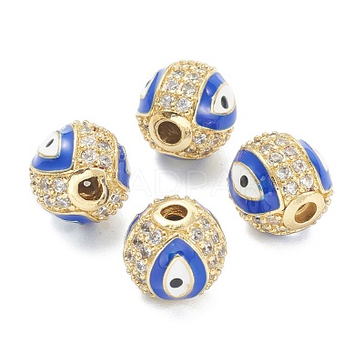 Brass Micro Pave Cubic Zirconia Beads ZIRC-A019-16G-B02-1