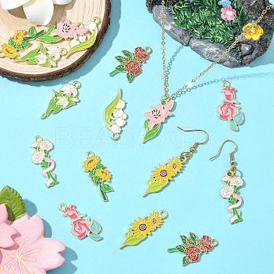 16Pcs 8 Styles Alloy Enamel Pendants ENAM-FS0003-93-1