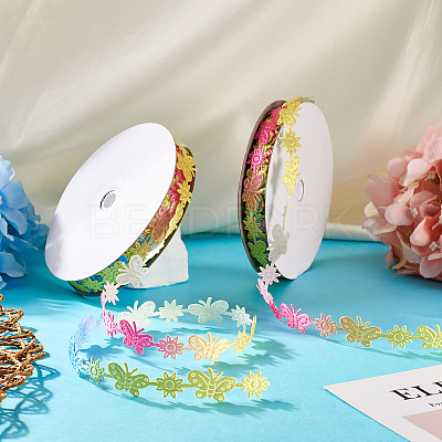 20 Yards Malan Flower and Butterfly Polyester Lace Trim OCOR-TAC0016-18H-1