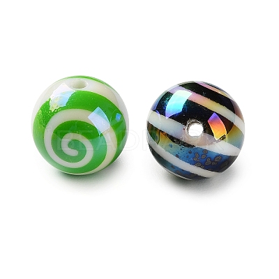 UV Plating Opaque Acrylic Stirpe Beads OACR-P038-05A-M-1