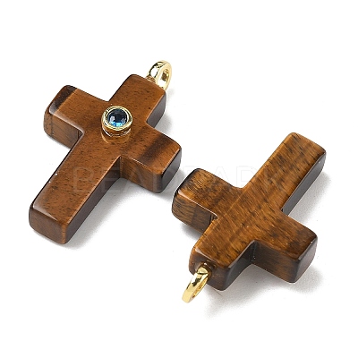 Natural Tiger Eye Pendants G-B180-01G-07-1