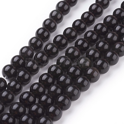 Natural Obsidian Beads Strands X-G-G099-6mm-24-1