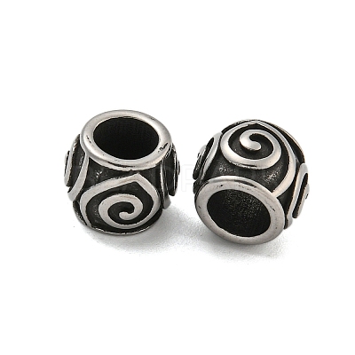 Barrel 304 Stainless Steel European Beads STAS-E214-04AS-1