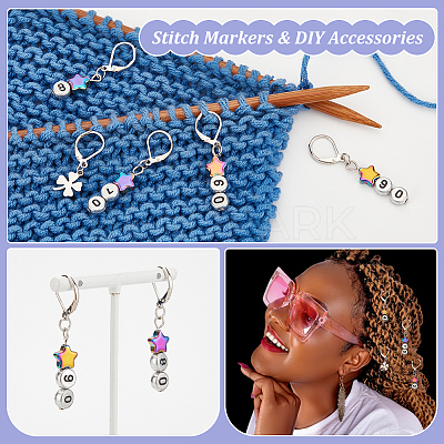 Star/Flat Round/Clover Pendant Stitch Markers HJEW-AB00362-1