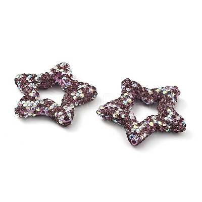 Star Shape Polymer Clay Rhinestone Beads CLAY-NH0001-06F-1
