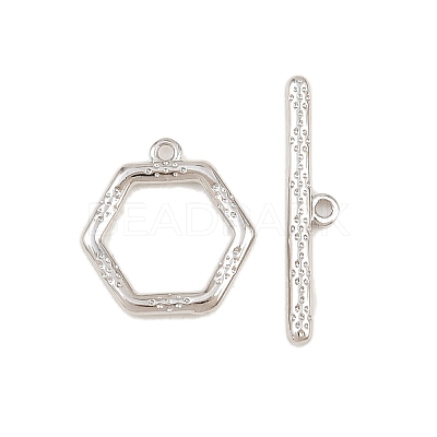 Hexagon Brass Toggle Clasps KK-G548-40P-1