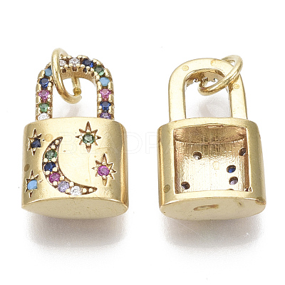 Brass Micro Pave Colorful Cubic Zirconia Pendants KK-S356-035G-NF-1