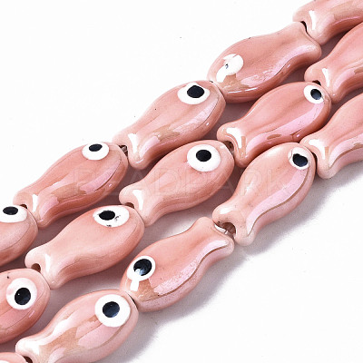 Handmade Porcelain Ceramic Beads Strands PORC-T006-03I-1