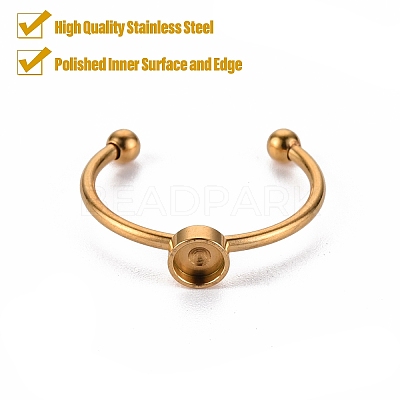 201 Stainless Steel Cuff Ring Findings STAS-S080-042A-G-1