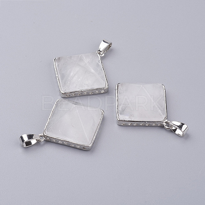 Natural Quartz Crystal Pendants G-E442-02W-1