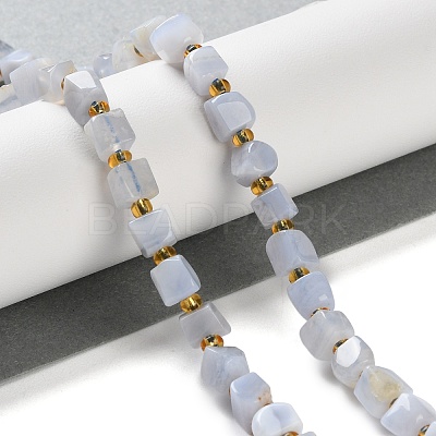 Natural Blue Lace Agate Beads Strands G-NH0036-01-1