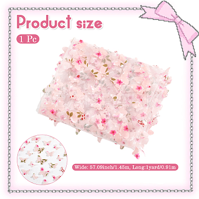 Gradient 3D Butterfly Polyester Gauze Fabric AJEW-WH20006-148C-1