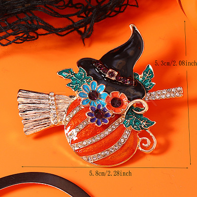 Halloween Alloy Enamel Pumpkin Witch Brooches for Women LS-SC0855-3-1