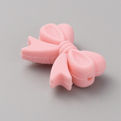 Bowknot Silicone Beads SIL-WH0010-24-1