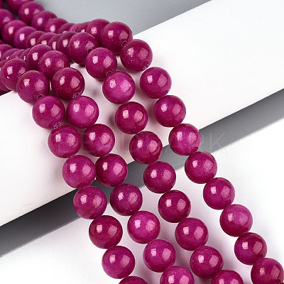 Dyed Natural Mashan Jade Round Beads Strands G-T139-8mm-67D-1