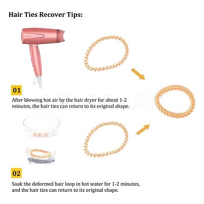 Plastic Telephone Cord Elastic Hair Ties OHAR-Q044-32-1