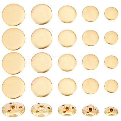50Pcs 5 Styles 3-Hole Brass Buttons BUTT-OC0001-47G-1