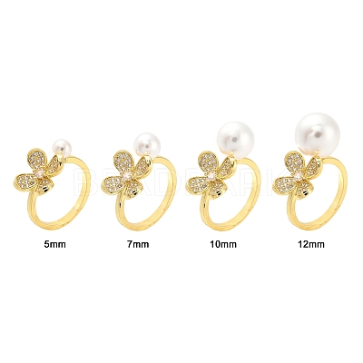 Flower Brass Micro Pave Cubic Zirconia Cuff Cup Peg Ring Settings KK-K297-23G-1