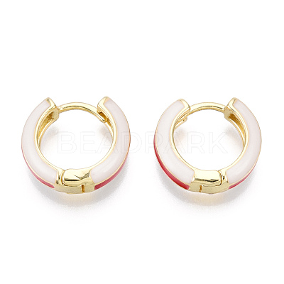 Brass Huggie Hoop Earrings EJEW-S209-07D-1