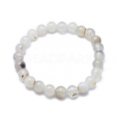 Natural Agate Bead Stretch Bracelets BJEW-K212-B-004-1