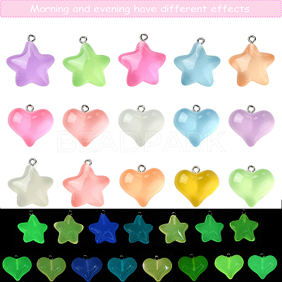 15Pcs 15 Styles Luminous Transparent Resin Pendants RESI-YW0001-79-1