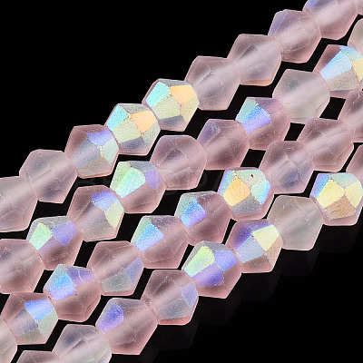 Imitate Austrian Crystal Bicone Frosted Glass Beads Strands EGLA-A039-T4mm-MB26-1