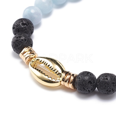 5Pcs 5 Style Natural Lava Rock & Natural Quartz & Synthetic Hematite Stretch Bracelets Set BJEW-JB08739-1