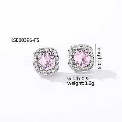 Elegant Zircon Square Stud Earrings for Women TY1635-7-1