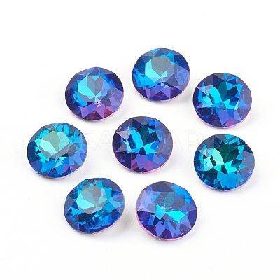 Pointed Back & Back Plated Glass Rhinestone Cabochons RGLA-J012-8mm-001BB-1
