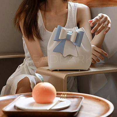 DIY Imitation Leather Knitting Crochet Bowknot Bucket Bags GN-TAC0001-06A-1