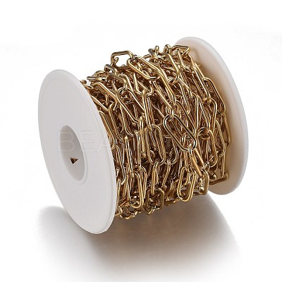 Ion Plating(IP) 304 Stainless Steel Paperclip Chains CHS-A006-01G-1