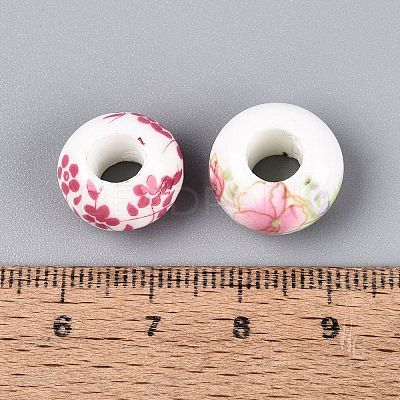Printed Handmade Porcelain European Beads PORC-Q007-12-1