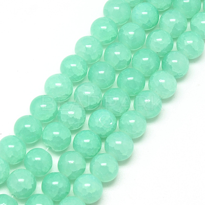 Baking Paint Crackle Glass Beads Strands X-DGLA-Q023-8mm-YS19-1