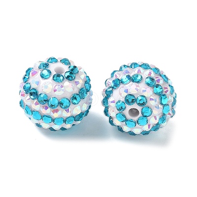 Striped Resin Rhinestone Beads OACR-A037-01D-1