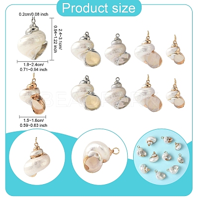 Electroplated Spiral Shell Pendants BSHE-YW0001-07P-1