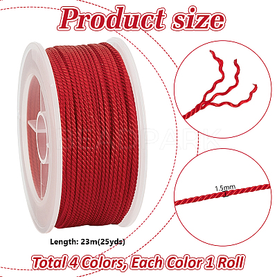 4 Rolls 4 Colors Round Nylon Cords OCOR-PH0006-28-1