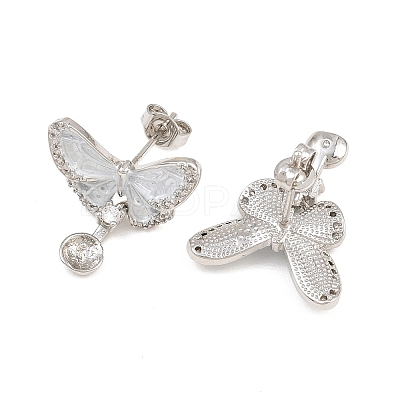 Brass Micro Pave Cubic Zirconia Stud Earring Findings CU-CBAA5EE-03P-B-1