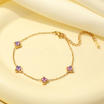 Exquisite Butterfly Cubic Zirconia Link Bracelets UX7227-1