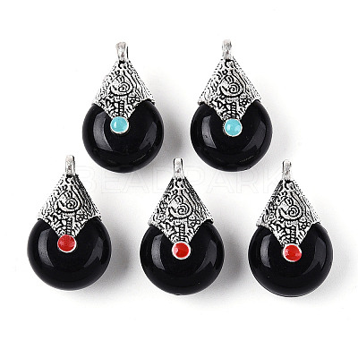 Tibetan Style Resin Pendants RESI-T022-16K-1