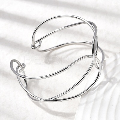 304 Stainless Steel Cuff Bangles for Women BJEW-Z150-01P-03-1