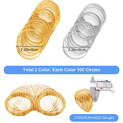 200Pcs 2 Colors Steel Memory Wire FIND-SP0002-08-1