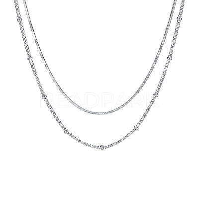 Non-Tarnish 304 Stainless Steel Double-Layer Necklace NJEW-Q321-01P-1
