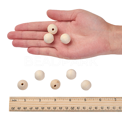 Natural Unfinished Wood Beads WOOD-S651-18mm-LF-1