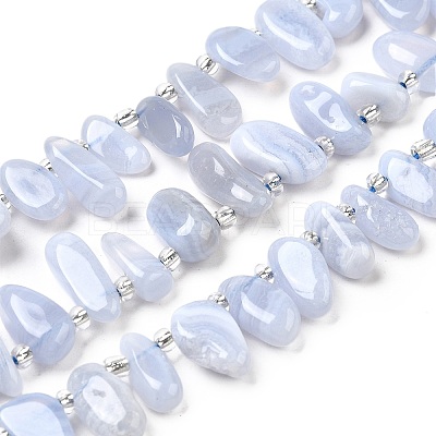 Natural Blue Lace Agate Spike Slice Beads Strands G-NH0046-B01-01-1