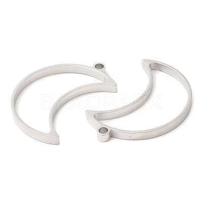 Non-Tarnish 304 Stainless Steel Open Back Bezel Moon Pendants STAS-Z040-07P-1