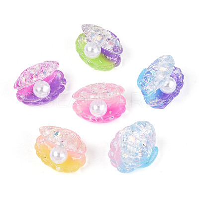 Transparent Resin & Imitation Pearl Cabochons CRES-T025-13M-1