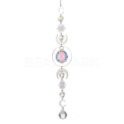 Glass Teardrop Window Hanging Suncatchers HJEW-JM04515-02-1