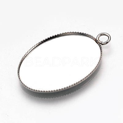 Tarnish Resistant 304 Stainless Steel Pendant Cabochon Settings X-STAS-T008-123-1